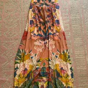 Anthropologie Floral Halter Maxi Dress - Tropical Orchid Print - Size M
